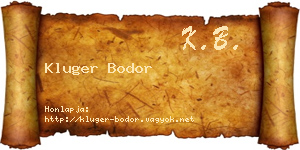 Kluger Bodor névjegykártya